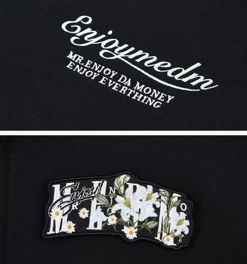 MEDM Floral Velcro Zipper Hoodie