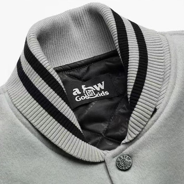 AFGKxCLOTTEE Dragon Pattern Embroidered Wool Varsity Jacket