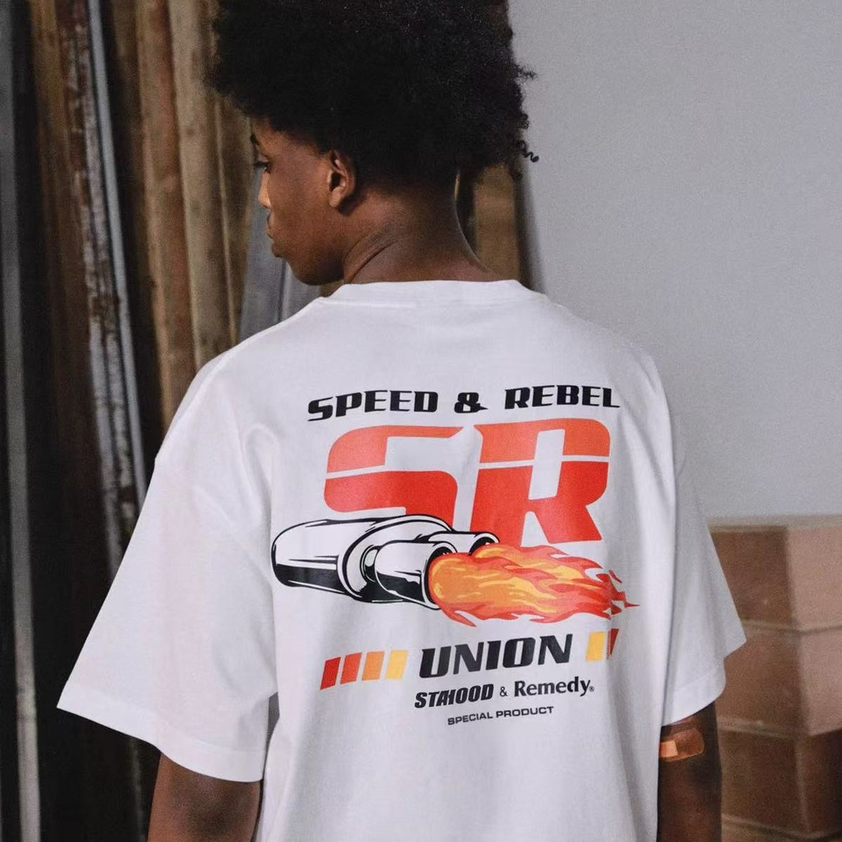 REMEDYxSTA SR Car Engine Printed Short-sleeve T-shirt
