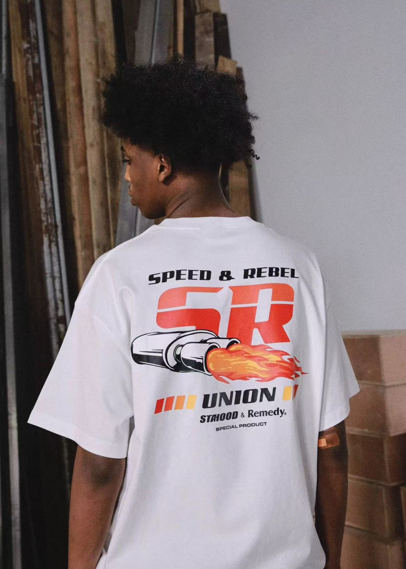 REMEDYxSTA SR Car Engine Printed Short-sleeve T-shirt