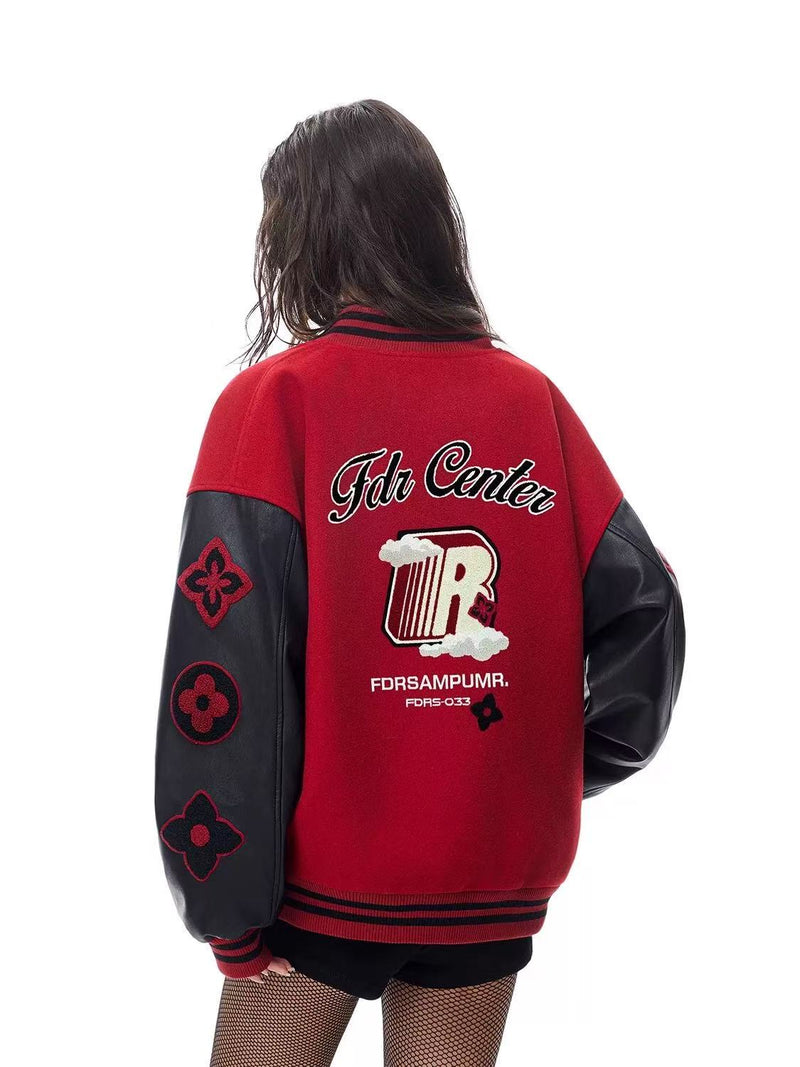 FDR R Logo Cloud Towel Embroidered Varrsity Jacket