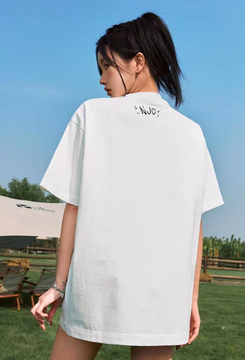 MEDM Ink Word Embroidered Short-sleeved T-shirt