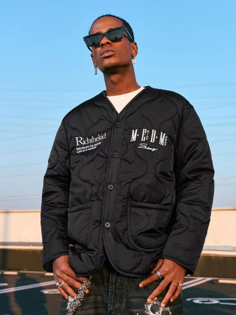 MEDM Embroidery Font Typesetting Cotton Coat