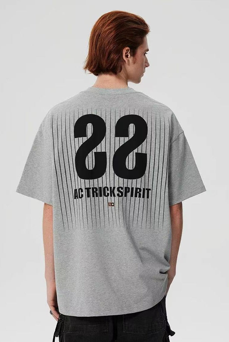 ACHOCK Screen Stripe Print Design Round Neck T-shirt
