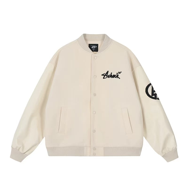 ACHOCK Retro Patchwork PU Leather Jacket