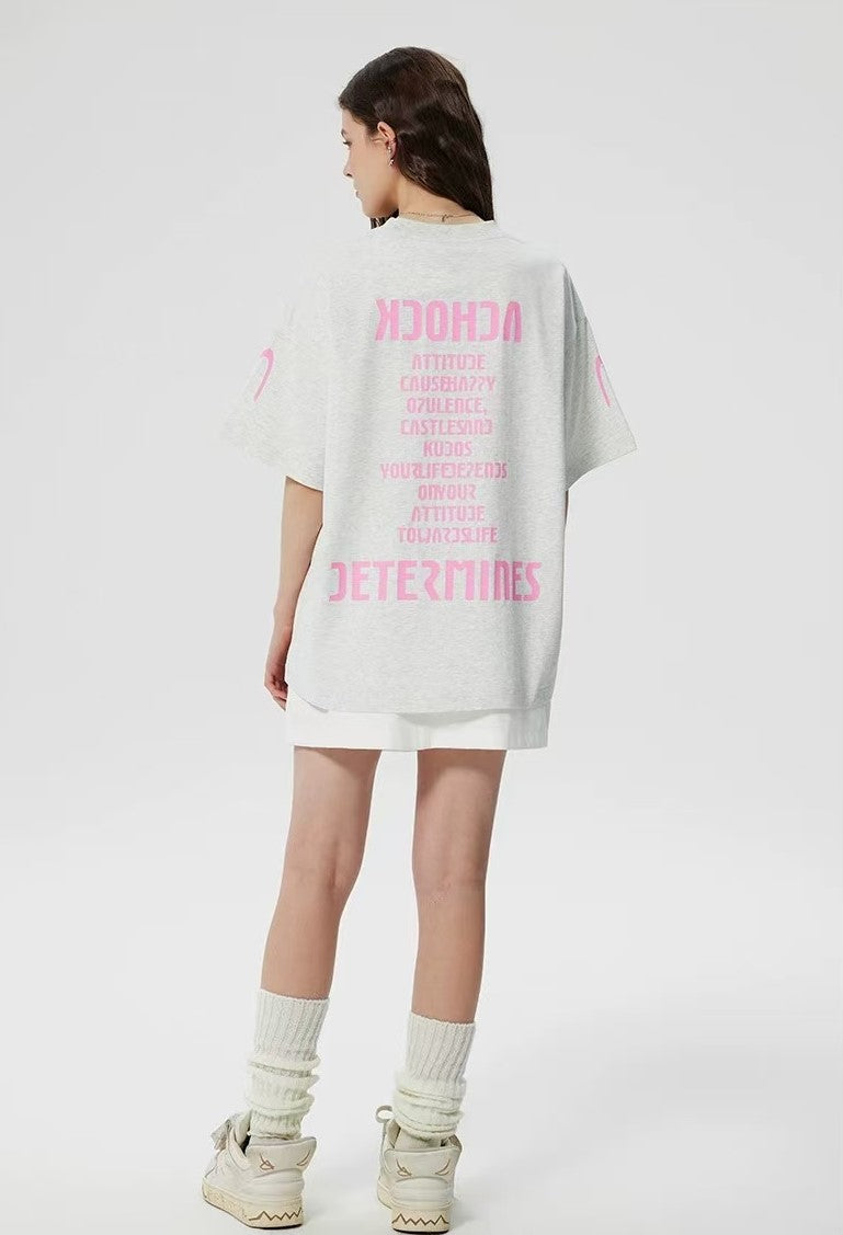 ACHOCK Street Wear Simple Basic Printed T-shirt