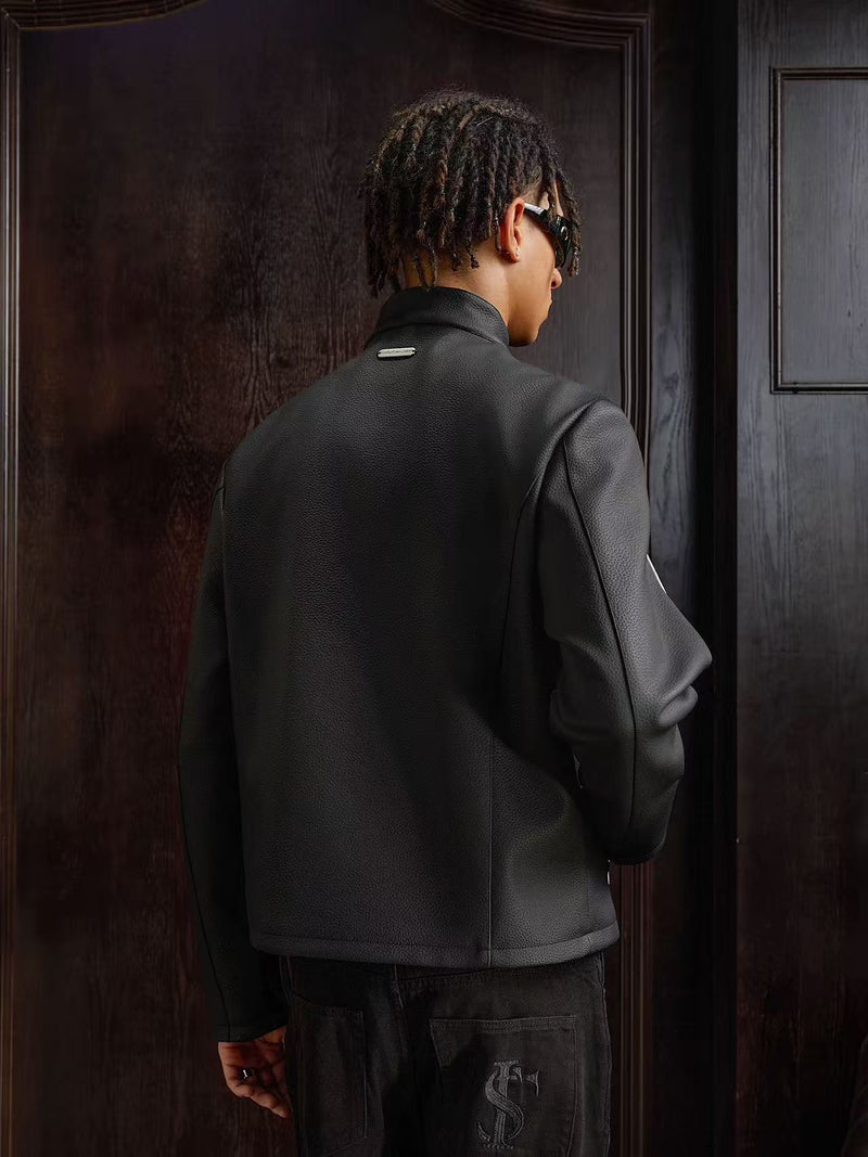 STK Vintage Striped Racing Leather Jacket