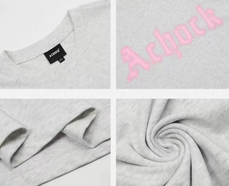 ACHOCK Simple Dot Logo Blur Printed T-shirt