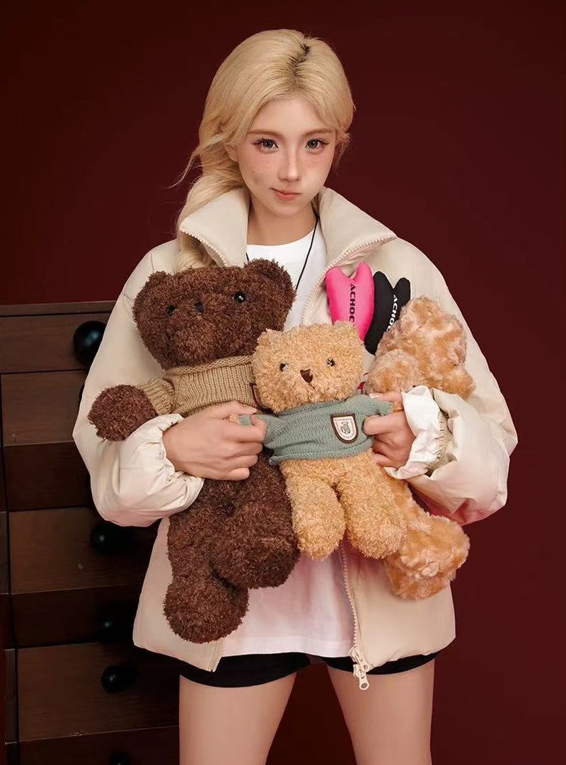 ACHOCK PU Leather Velcro Down Jacket