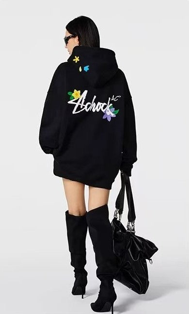 ACHOCK Logo Floral Embroidered Hoodie