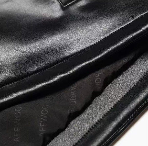 AFGK Glossy Studded Zippered Leather Jacket