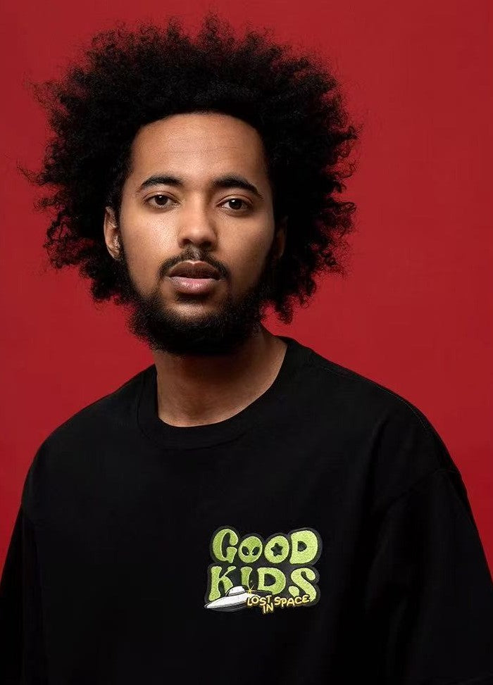 AFGK Letter Embroidered Short-sleeve T-shirt