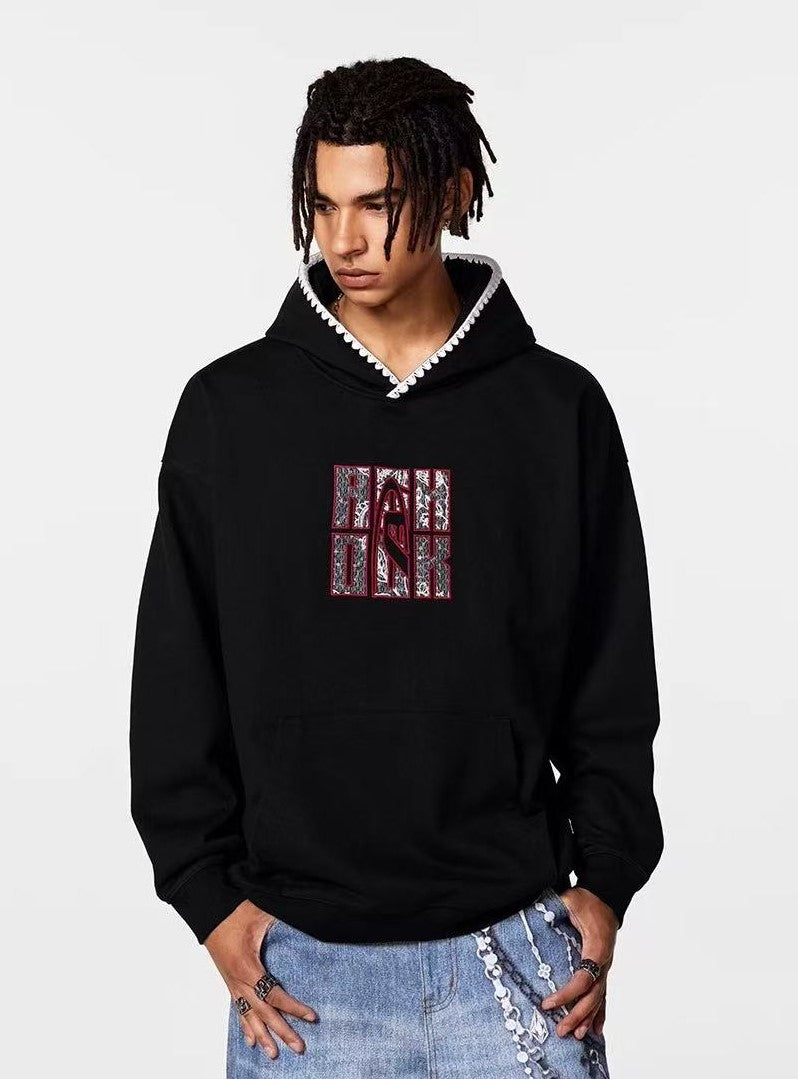 ACHOCK Retro Patch Embroidered Hoodie