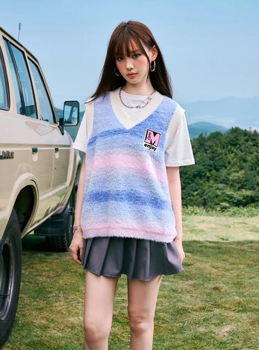 MEDM Colorful Striped Sweater Vest