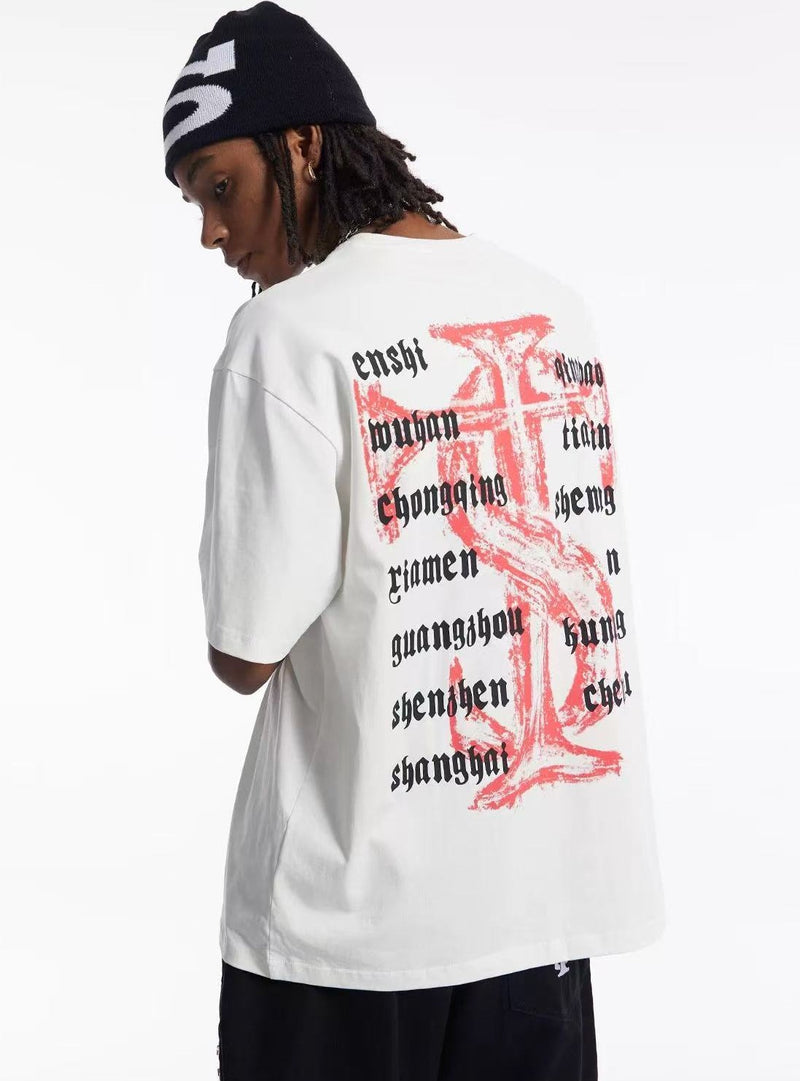 STK Vintage Font Logo Print Crew Neck T-Shirt