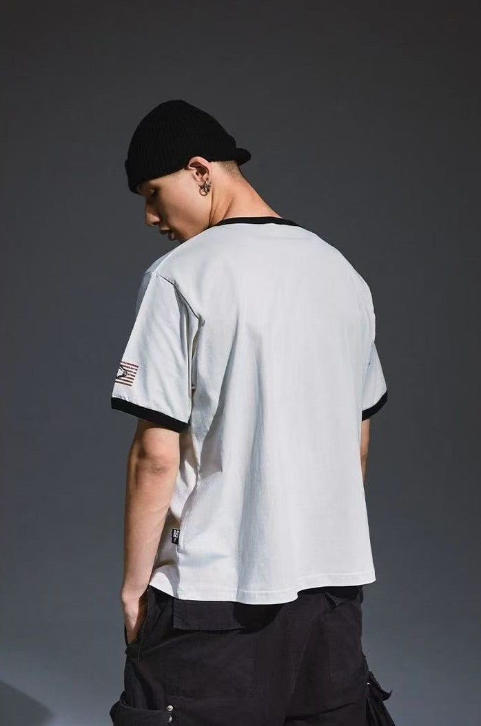 REMEDY Contrast Ribbed Short-sleeved T-shirt