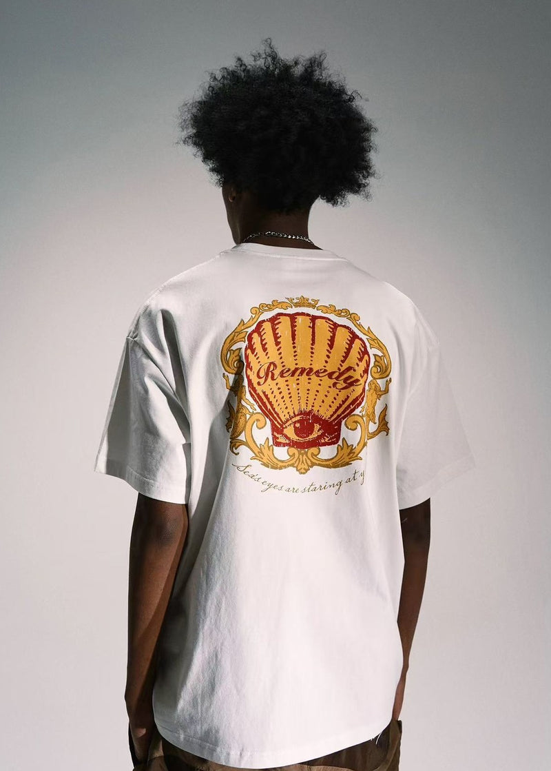 REMEDY Retro Judgment Eye Shell Print Short-Sleeve T-Shirt