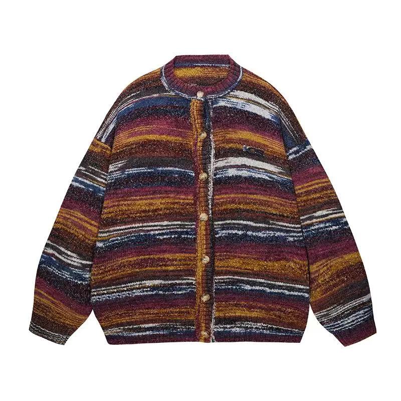 ICONSLAB Color Gradient Striped Cardigan Sweater