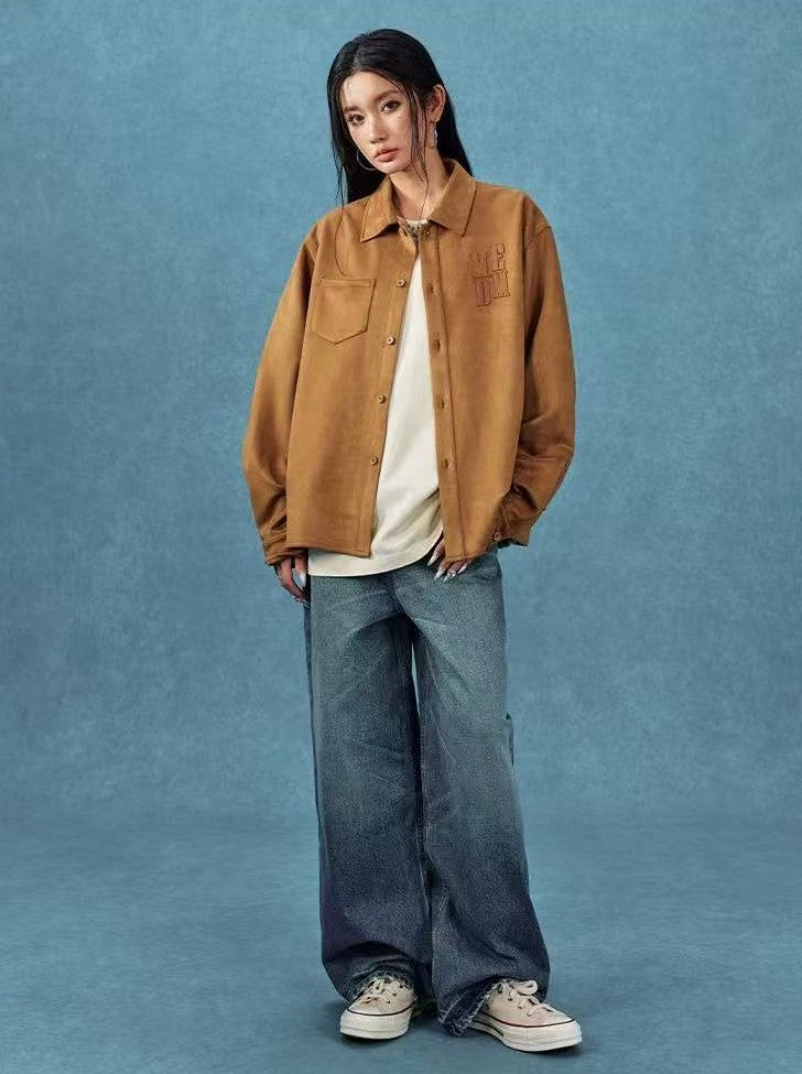 MEDM  Basic Logo Suede Shirt Jacket
