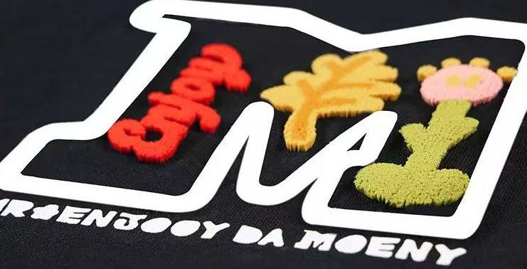 MEDM Toothbrush Embroidered Floral Short-sleeved T-shirt