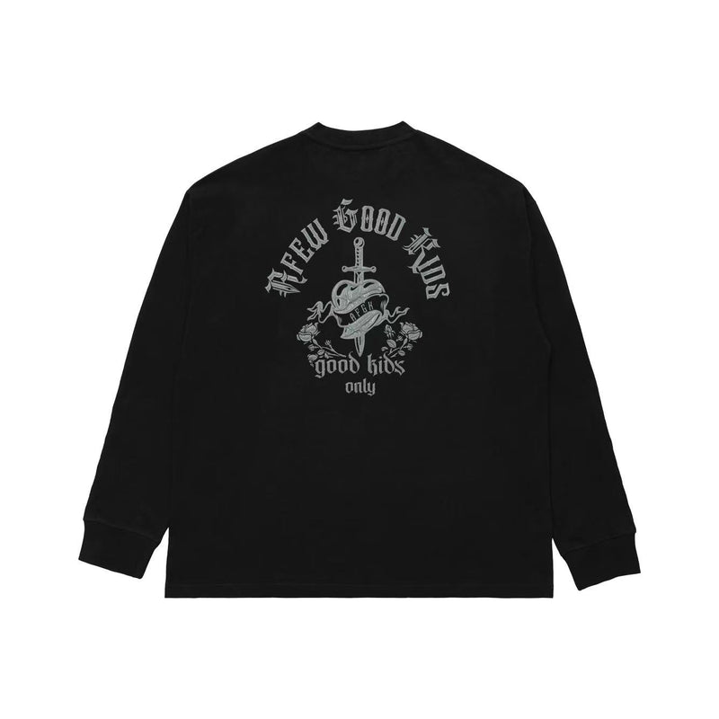 AFGK Sword and Rose Embroidery Washed Long-sleeved T-shirt