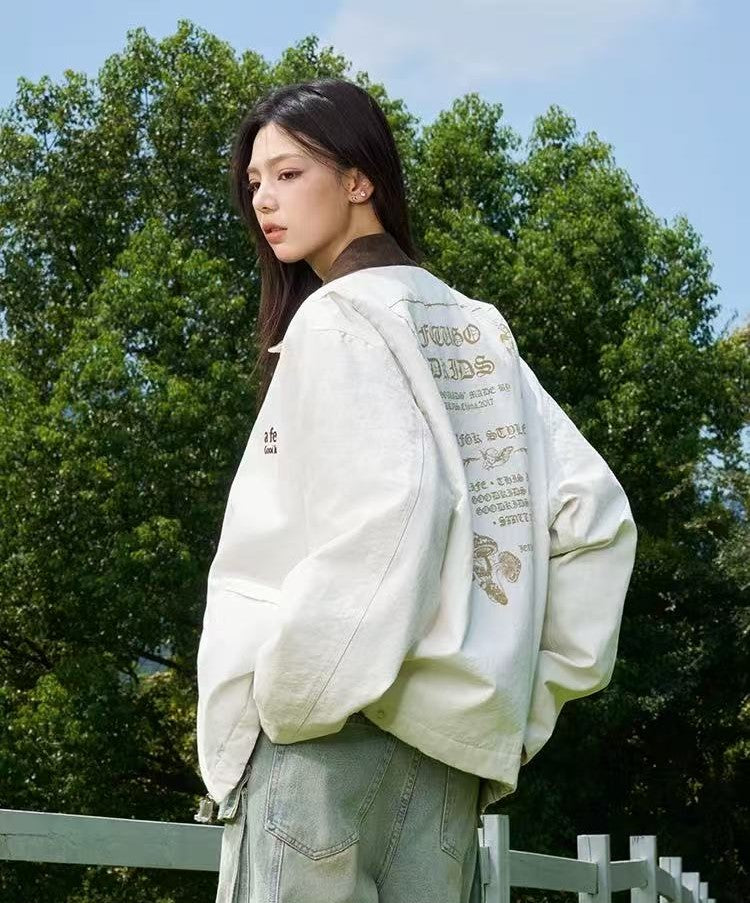 AFGK Vintage Quilted Cotton Washed Distressed Detroit Jacket