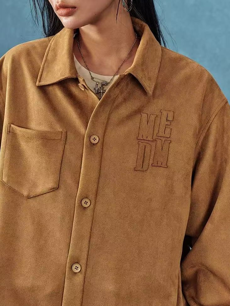 MEDM  Basic Logo Suede Shirt Jacket