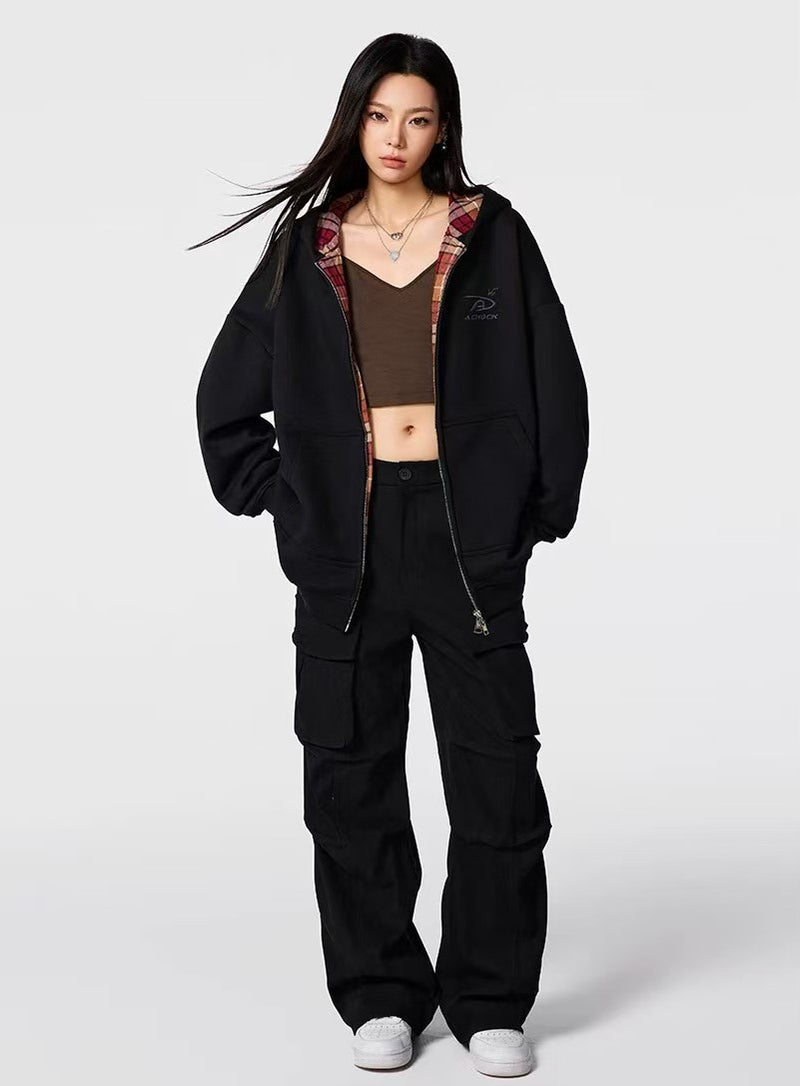 ACHOCK Logo Embroidery Zipper Hoodie