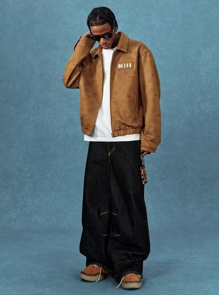 MEDM Suede Leather Brand Lapel Jacket