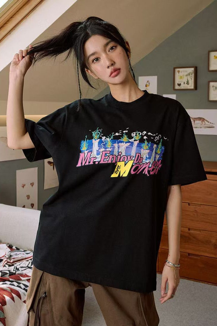 MEDM Candle Flame Embroidered Short-sleeved T-shirt