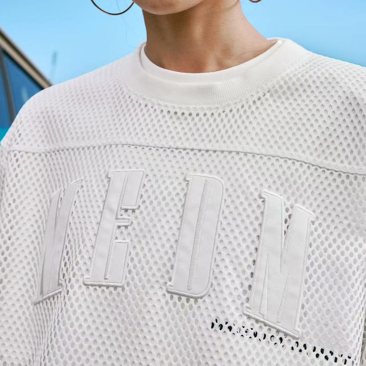 MEDM Logo Grid Hollow Design Long-sleeved T-shirt