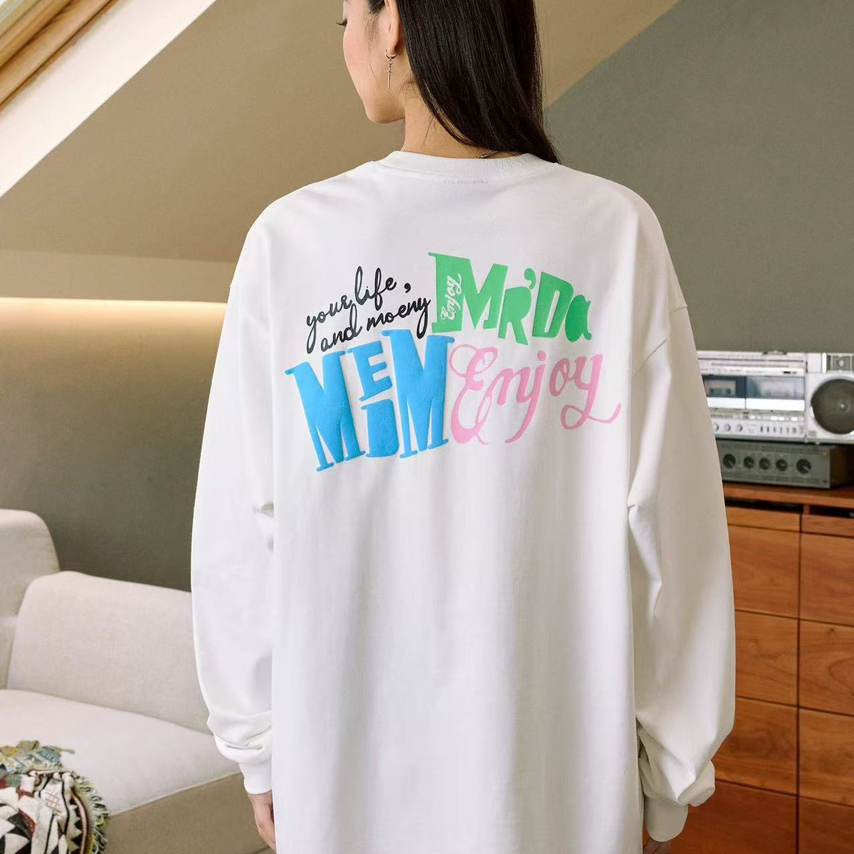 MEDM Colorful Fun Font Long-sleeve T-shirt