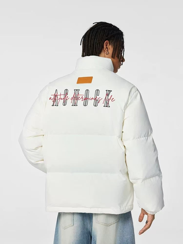 ACHOCK Logo Embroidered White Duck Down Jacket