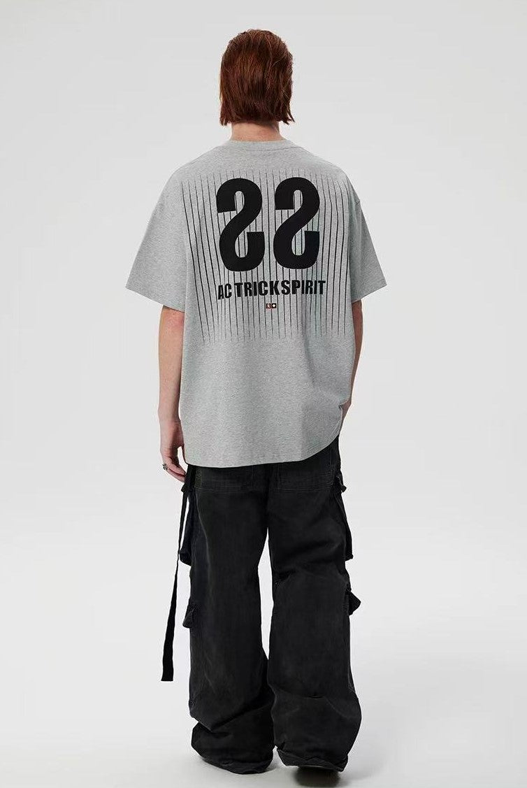 ACHOCK Screen Stripe Print Design Round Neck T-shirt