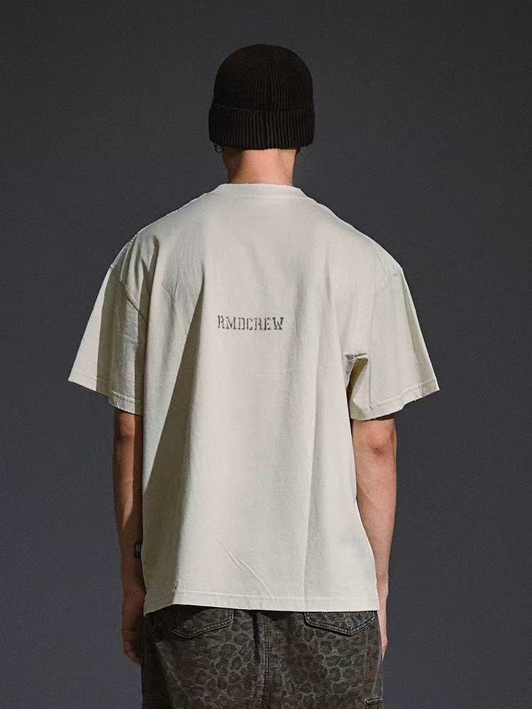 REMEDY Peace Cartoon Print Distressed Short-sleeve T-shirt