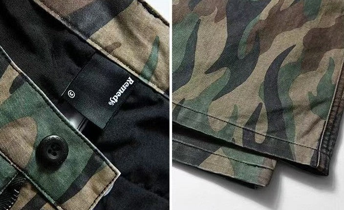 REMEDY Frayed Flame Camouflage Cargo Long Pants