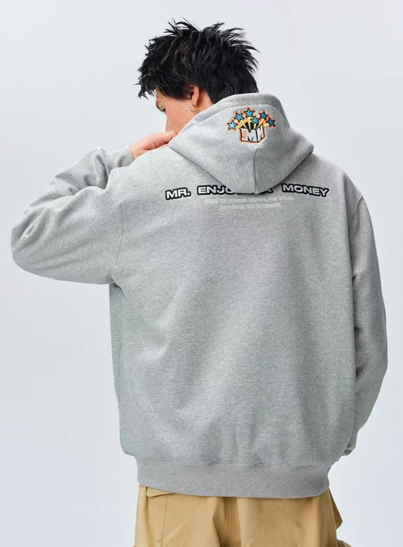 MEDM Blooming Star Embroidered Zipper Hoodie