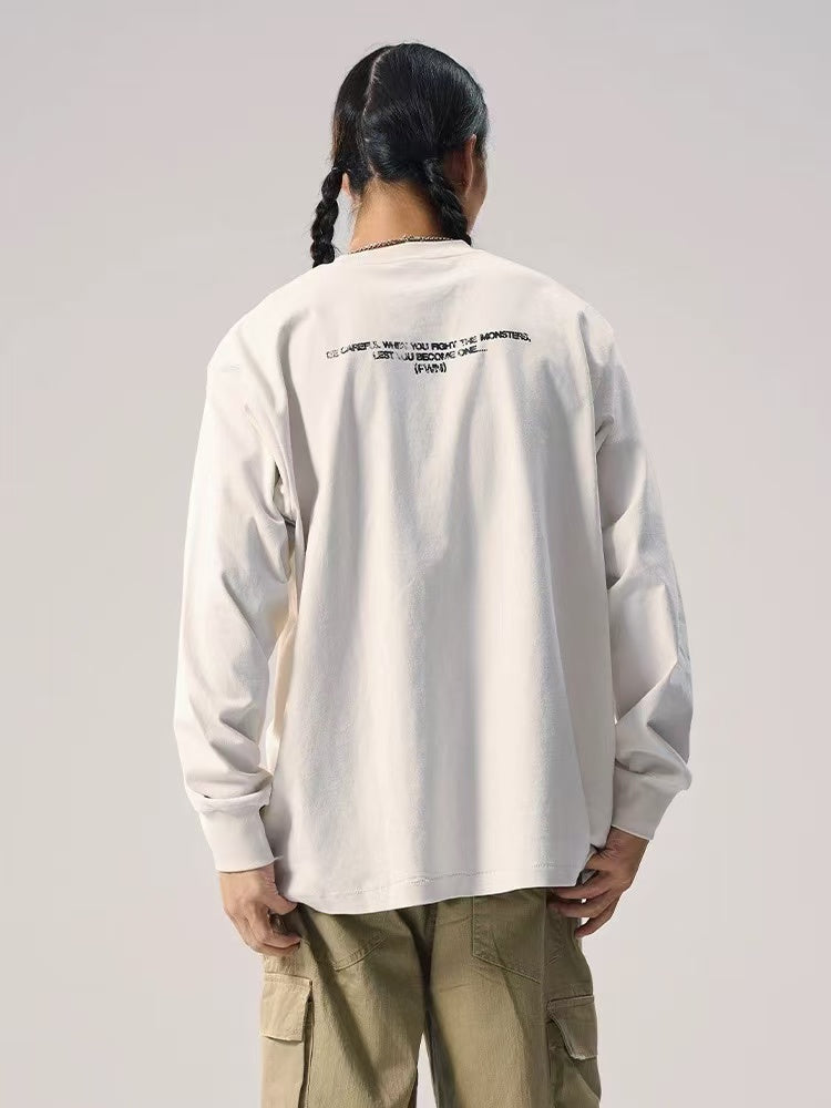 REMEDY Retro Distressed Printing Long-sleeve Tee