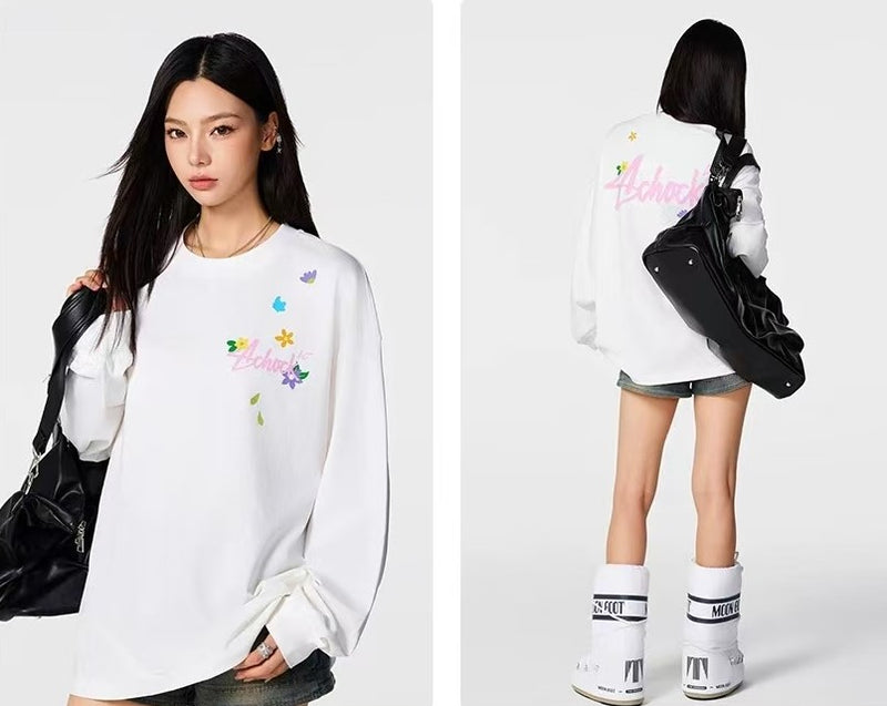 ACHOCK Small Flower Print Long-sleeve T-shirt