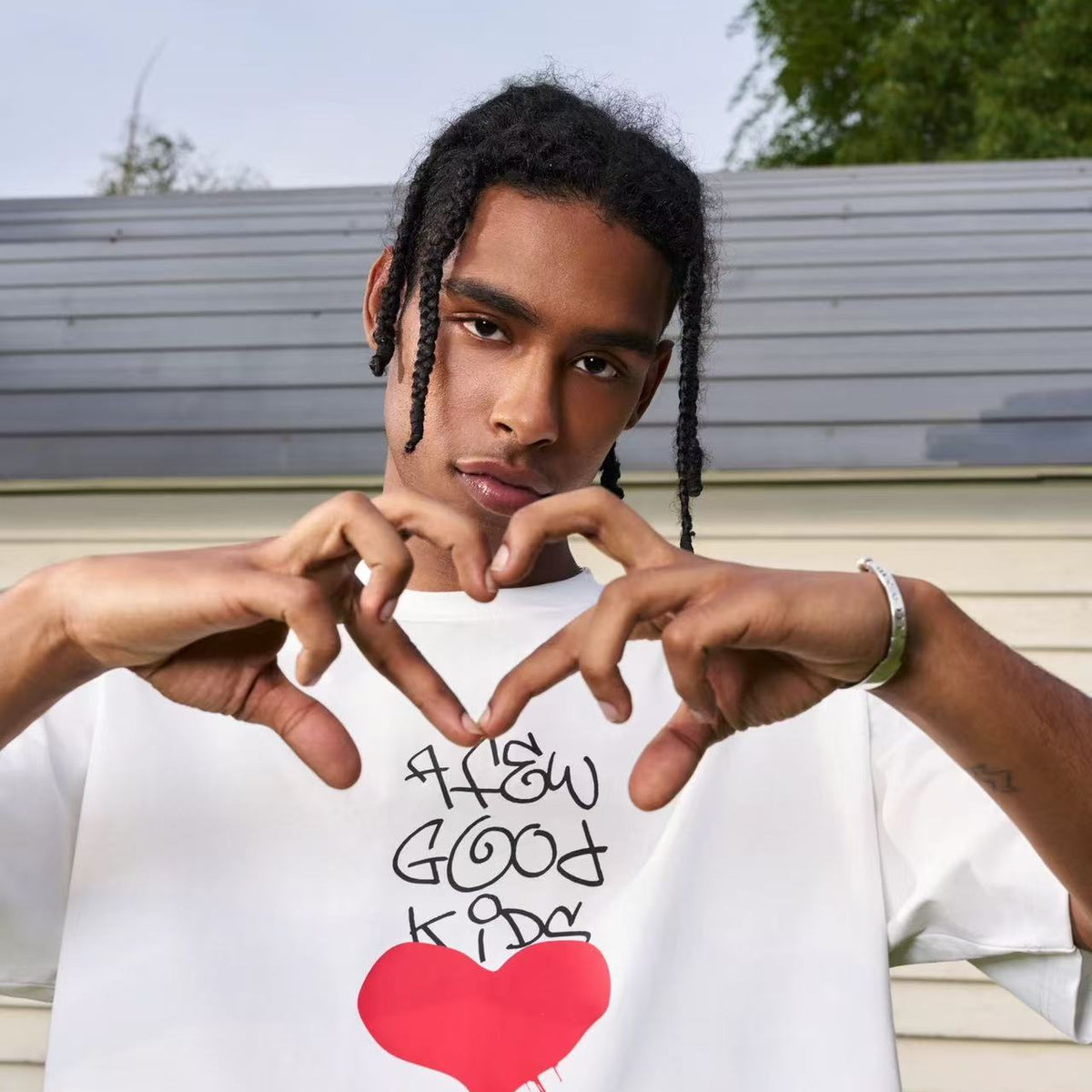 AFGK Valentine's Day Love Graffiti Letter Print Short Sleeve T-Shirt