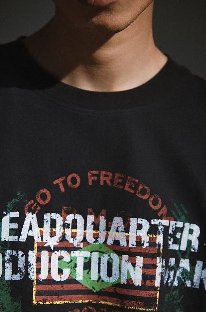 REMEDY Distressed Letter Print Short-sleeve T-shirt