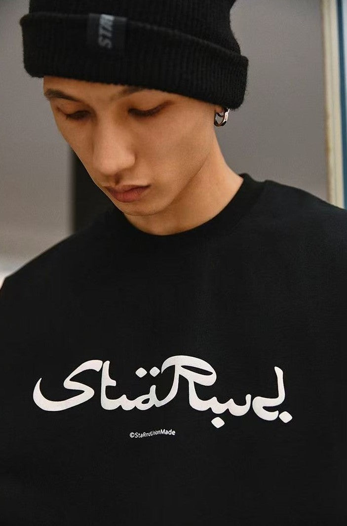 REMEDYxSTA Arabic Letter Print Short-sleeved T-shirt