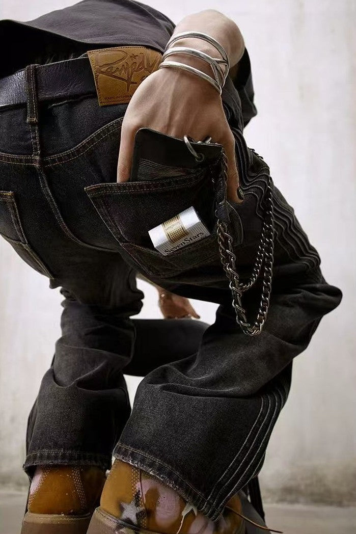 REMEDY Striped Washed Jeans