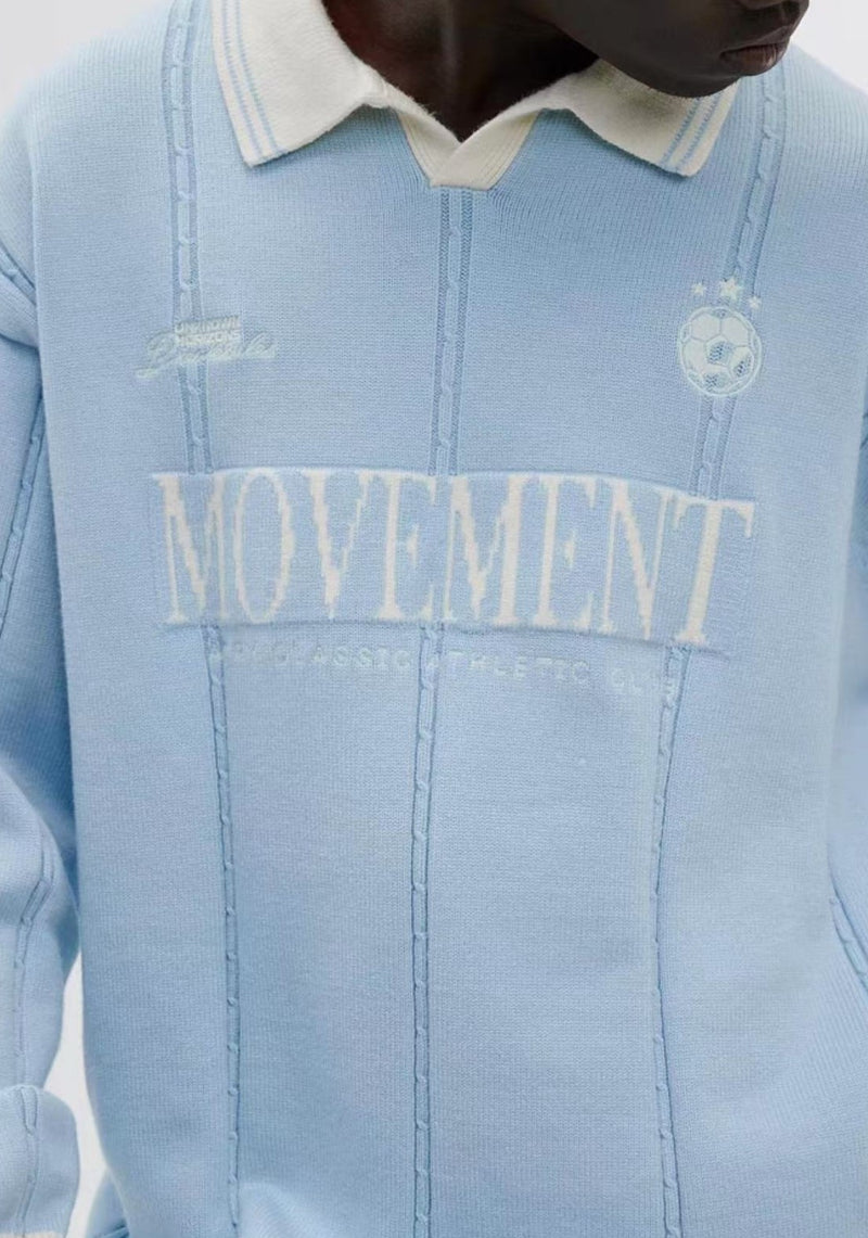 ATRY Contrast Embroidered POLO Striped Sweater