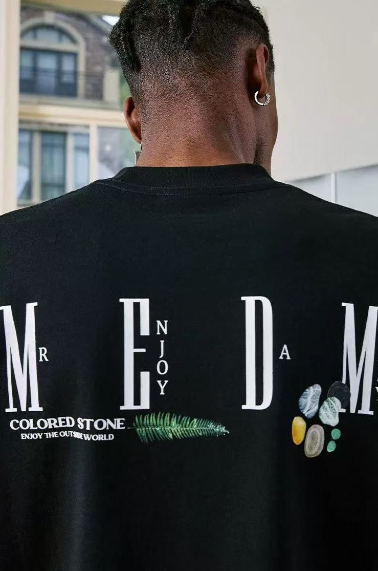 MEDM Colorful Stone M Print Short-sleeve T-Shirt