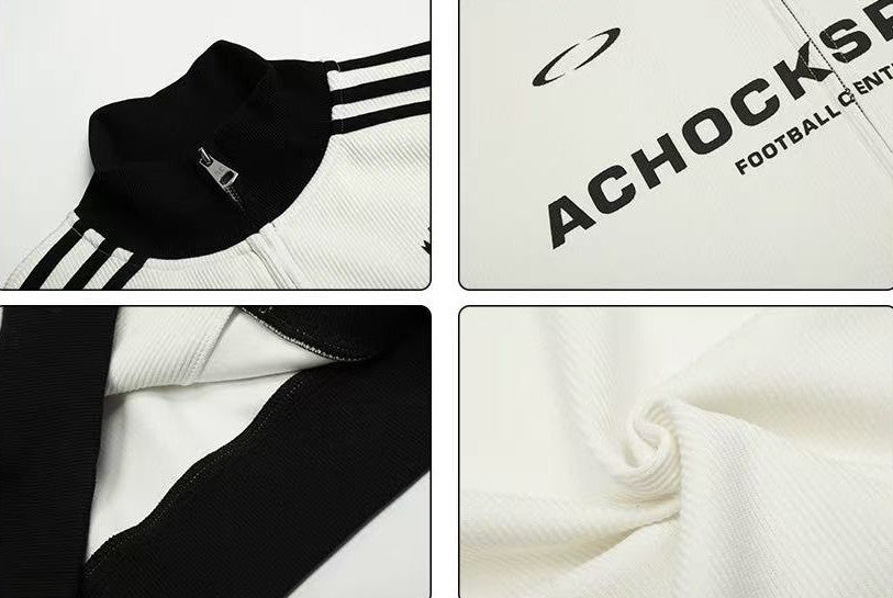 ACHOCK Stand Collar Color Matching Zipped Jacket