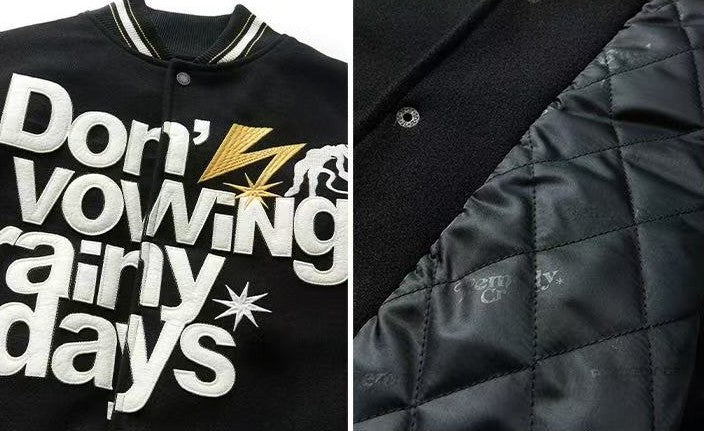 REMEDY Lightning Pledge Embroidered Letter Jacket