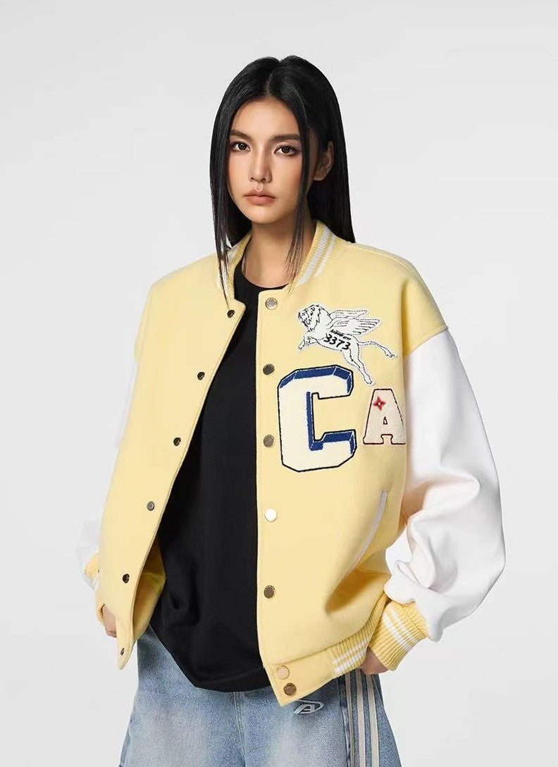 ACHOCK Simple Campus Baseball Jacket