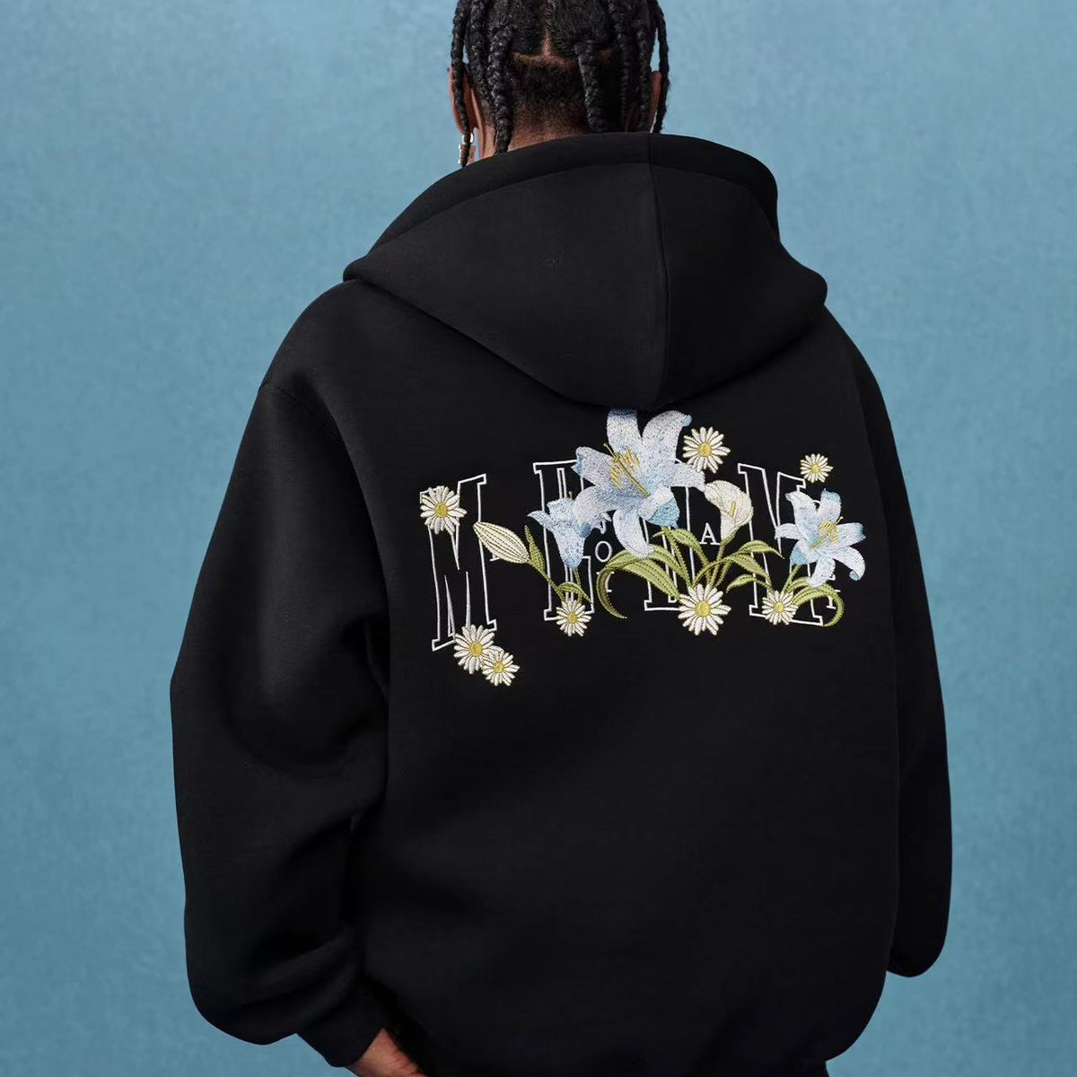 MEDM Floral Air Layer Embroidered Zip Hoodie