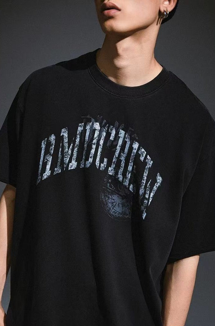 REMEDY Distressed Letter Print Short-sleeve T-shirt